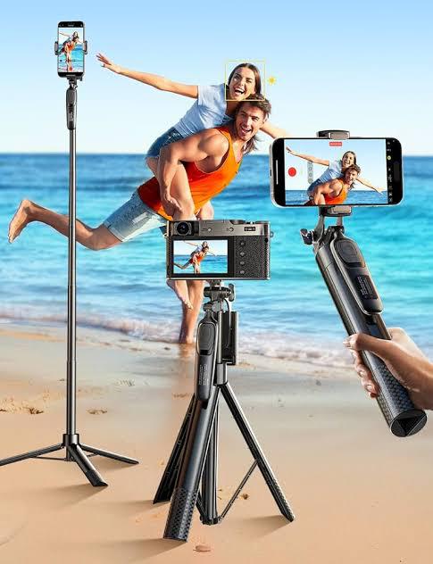 7ft Premium Steel Tripod Stand with Selfie Stick & Wireless Remote