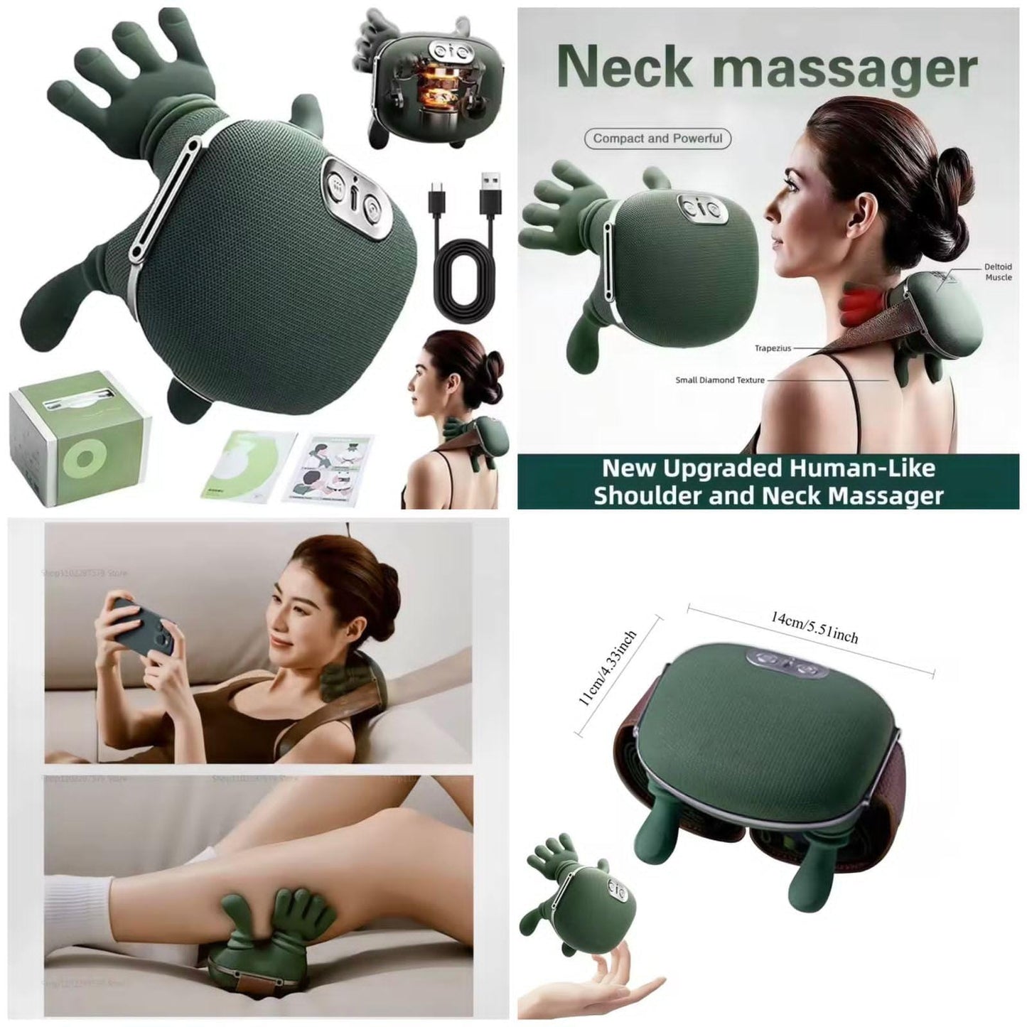 Heated 3 Levels Deep Tissue Shoulder, Neck & Body Massager-100% genuine product