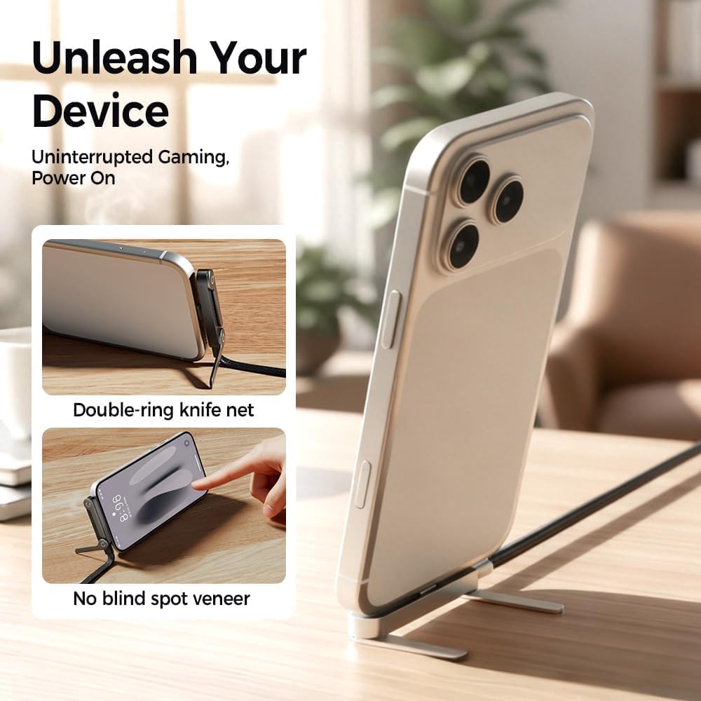 Fast Charging Cable with Built-in Stand- With Free C-Type to USB Connector