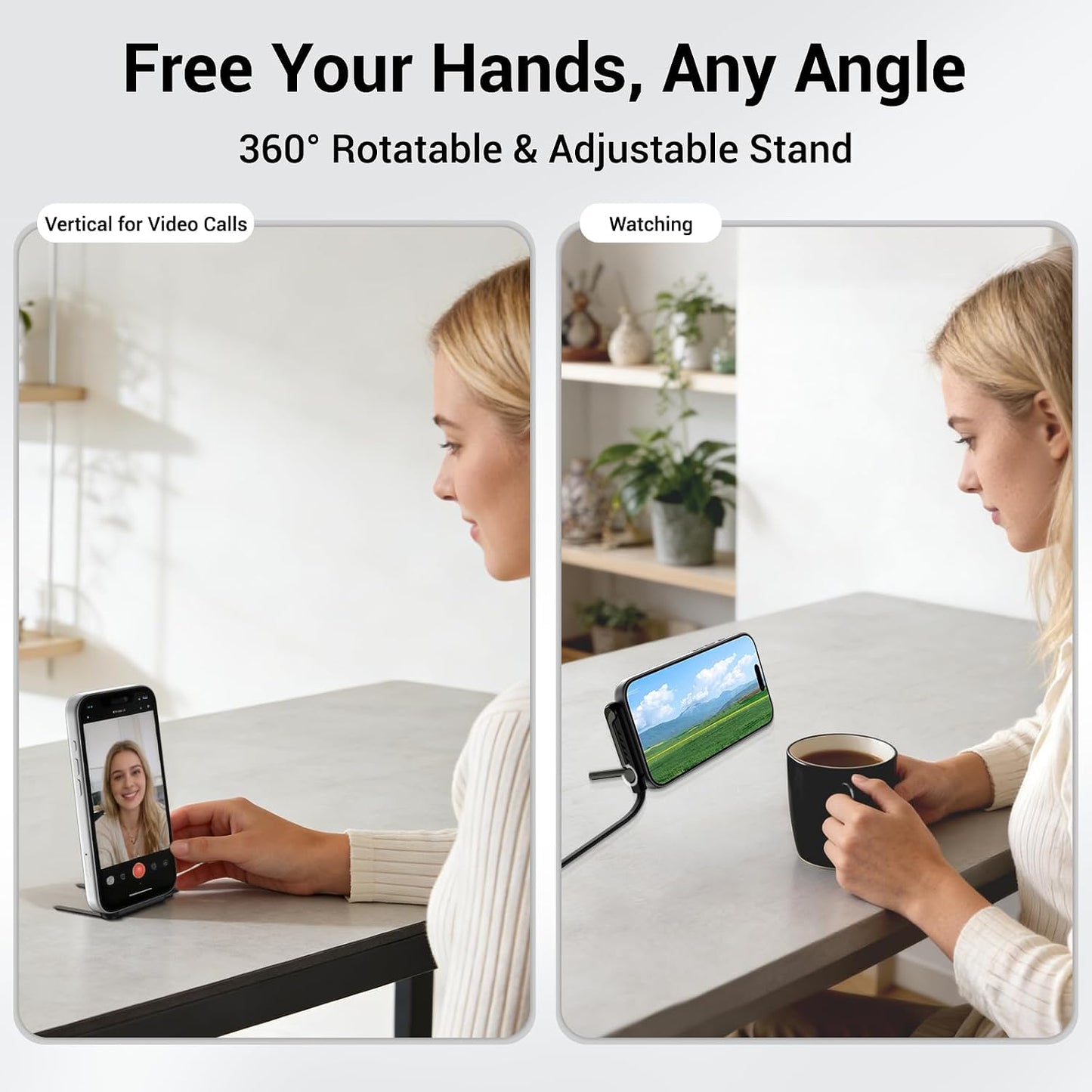 Fast Charging Cable with Built-in Stand- With Free C-Type to USB Connector
