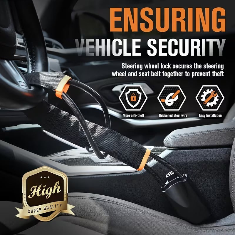 Heavy Duty Car Steering Wheel Lock with Anti-Theft Steel Chain