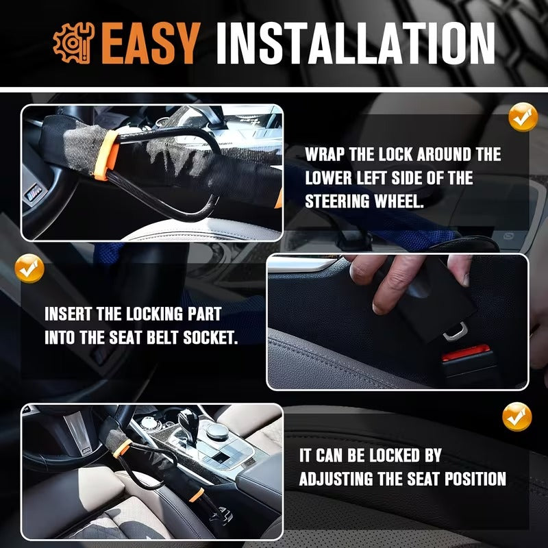 Heavy Duty Car Steering Wheel Lock with Anti-Theft Steel Chain