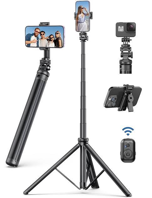 7ft Premium Steel Tripod Stand with Selfie Stick & Wireless Remote